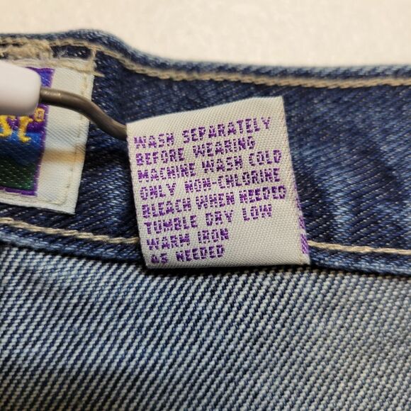 North Crest 90s Vintage Pink Floral Embroidered Denim Women's Blue Jean Shorts - Picture 9 of 15